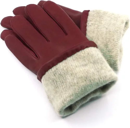 Vista 3 de Guantes de piel de cordero de napa para mujer con forro de cachemira cálido