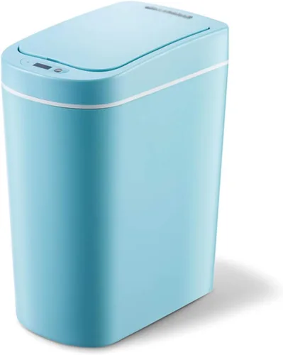 Vista 9 de Cesta de basura de 1.8 galones, impermeable, pequeño cubo de basura de plástico estrecho para baño, bote de basura sin contacto, funciona con 2