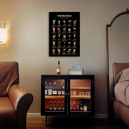 Vista 6 de Arte de pared de cóctel, pósteres de conocimiento, vintage, cocteles, mixología, fotos, carrito de bar, accesorios e impresiones de pintura, cocina