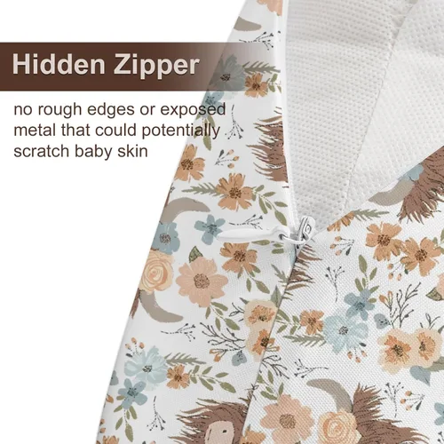 Vista 5 de Highland - Funda de almohada de lactancia con estampado floral de vaca de granja occidental, funda de almohada extraíble para lactancia materna