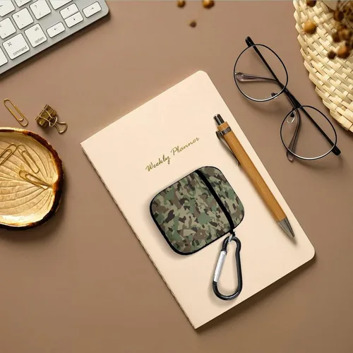 Vista 7 de Funda protectora de silicona compatible con AirPods 2 y 1 (camuflaje militar de camuflaje frío)