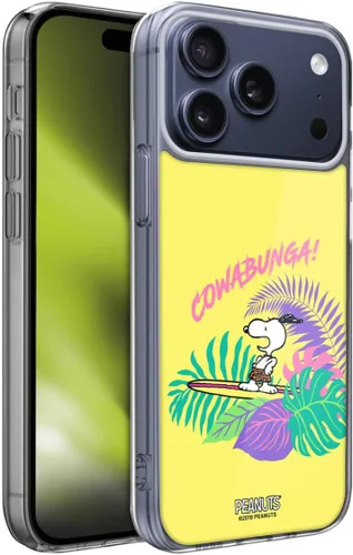 Vista 203 de Head Case Designs Funda de gel suave con licencia oficial de Peanuts Tropical Surf Snoopy Aloha Disco compatible con Apple iPhone 13 Mini Surf