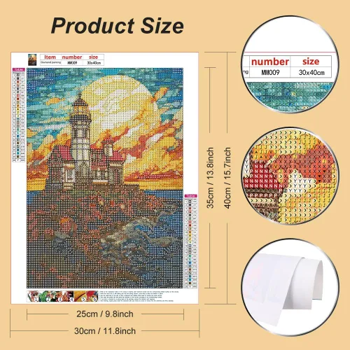 Vista 2 de WSLWXSHM Kits de pintura de diamantes para adultos, kits de arte de diamantes redondos de taladro completo, pintura 5D con diamantes, manualidades