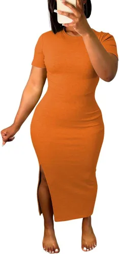 Vista 14 de Women's Casual Short Sleeve Dress T Shirt Bodycon Dresses V Neck Maxi Sundress Basic Party Club Dress
