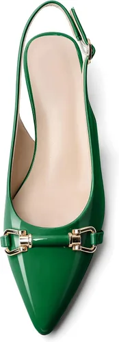Vista 5 de AUMOTED Zapatos de tacón bajo para mujer, con hebilla y lazo, correa en el tobillo, zapatos de vestir para oficina y fiesta, 1.6 pulgadas