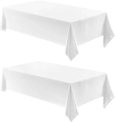 Vista 10 de Veblandy Paquete de 2 manteles rectangulares, de 52 x 70 pulgadas, resistentes al agua, sin arrugas, de lino, texturizados, lavables, manteles