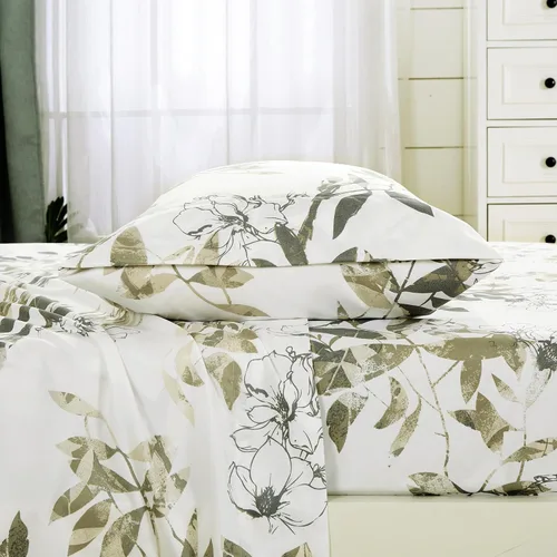 Vista 14 de Chezmoi Collection Paradise - Juego de sábanas florales de 3 piezas, multicolor, azul, rojo, naranja, crema, de microfibra con bolsillo profundo