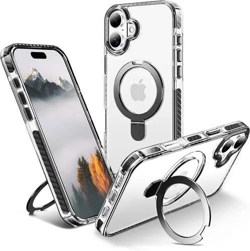 Vista 25 de UMIONE - Funda con diseño de anillo magnético giratorio de 360° para iPhone 11, soporte de bucle invisible integrado, compatible con Magsafe, funda