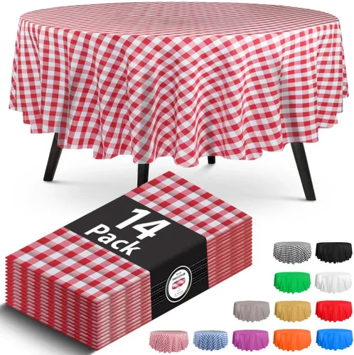 Vista 31 de Paquete de 14 manteles de plástico desechables rectangulares negros de 54 x 108 pulgadas - Cubiertas decorativas lisas para fiestas, bodas