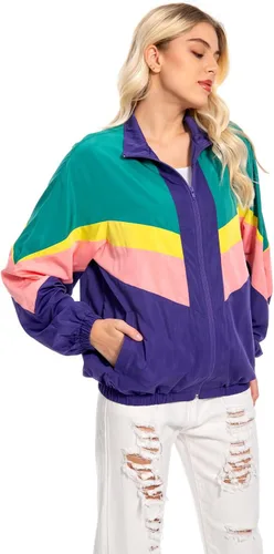 Vista 4 de Chaqueta rompevientos de los años 80 y 90 para mujer, chaqueta neón Verde
