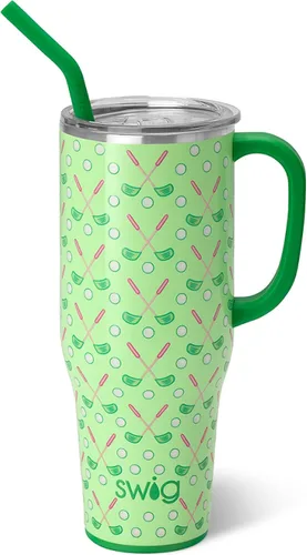 Vista 24 de Swig Life - Taza Mega de 40 onzas, Taza de 40 oz con asa, apta para vasos, apta para lavavajillas, taza aislada extra grande, acero inoxidable