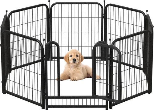Vista 15 de Corralito de metal para perros, 24 pulgadas de altura, 16 paneles, valla ideal para perros grandes, medianos y pequeños, para interiores