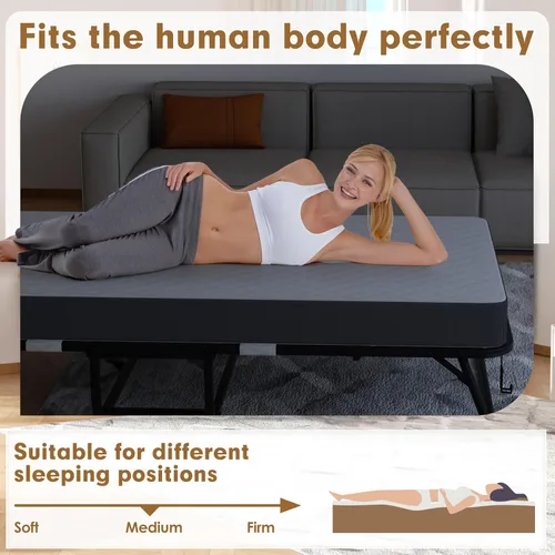 Vista 7 de INTERGREAT Cama plegable con colchón, cama plegable portátil de 75.2 x 31.5 pulgadas para adultos, cama plegable con colchón de 5 pulgadas
