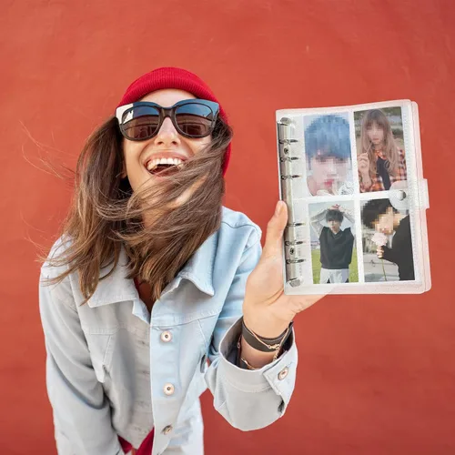 Vista 3 de Carpeta de tarjetas fotográficas Kpop de 3 pulgadas con 200 bolsillos, álbum de fotos portátil transparente de 5 pulgadas, 40 bolsillos, páginas