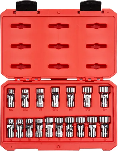 Vista 8 de TEKTON Juego de llaves de vaso de junta universal de 6 puntos de 1/4 pulgada con riel, 7 piezas (1/4-9/16 pulgadas) SHD90109