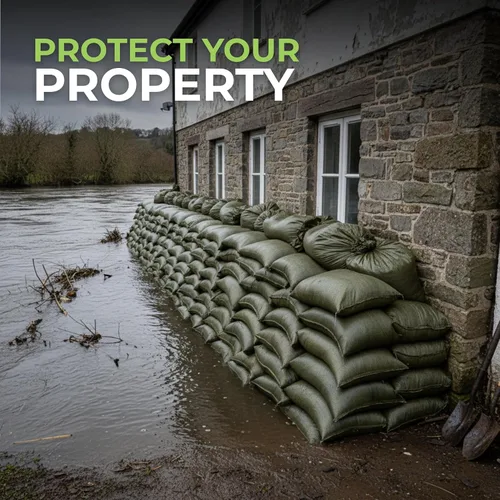 Vista 5 de Empty Sandbags Military Green with Ties 14" x 26" - Woven Polypropylene Extra Heavy Duty Sand Bags Flood Protection