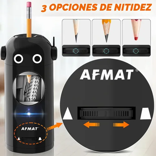 Vista 4 de AFMAT PSX5RB Sacapuntas eléctrico para lápices de colores 0.276-0.5 in, sacapuntas robot totalmente automático, entrada y salida automática, manos