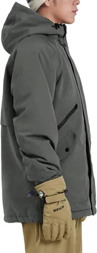 Vista 3 de Actleis Chaqueta de snowboard impermeable para hombre, abrigo de nieve de esquí cálido y resistente al viento con capucha