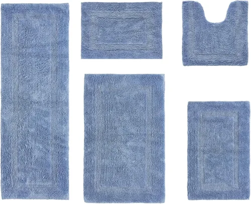 Vista 426 de Better Trends - Juego de 2 alfombras de baño 100% algodón, extra suaves, con borlas, de 17" x 24", alfombra de baño superabsorbente y reversible