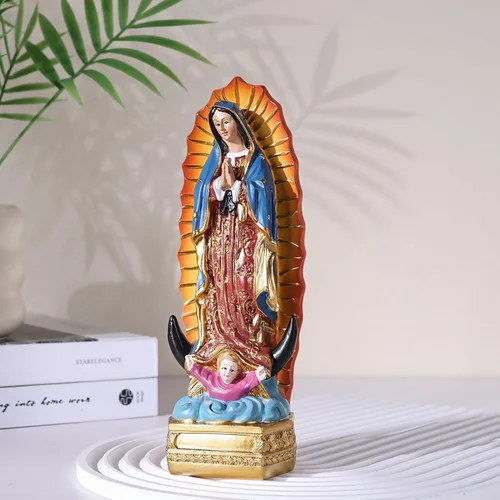 Vista 9 de Estatuas de la Virgen de Guadalupe orenm, Estatua de Nuestra Señora de Guadalupe de 8 Pulgadas en Color, Estatua de Resina de la Virgen María