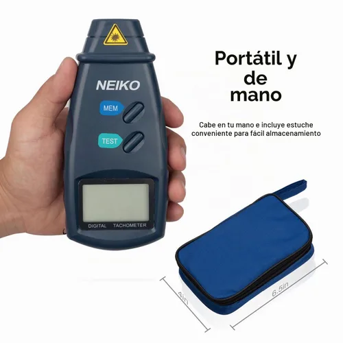 Vista 4 de Neiko 20713 tacómetro digital, foto sin contacto láser precisión 2.5 – 99999 RPM