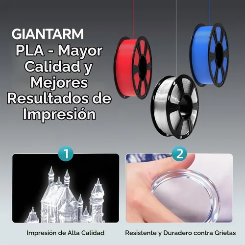 Vista 3 de GIANTARM Filamento de ácido poliláctico (PLA), filamento beige para impresora 3D, carrete de 2.2 libras, precisión de dimensión de 0.069 in +
