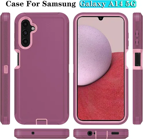Vista 7 de ONOLA Funda compatible con Samsung Galaxy A14 5G con protector de pantalla HD, resistente a los golpes y a las caídas de servicio pesado, funda de 3