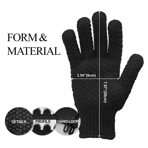 Vista 2 de Evridwear Guantes de baño exfoliantes de doble textura para ducha, spa, masaje y exfoliaciones corporales, removedor de células muertas de la piel
