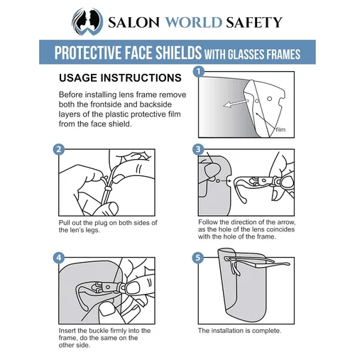 Vista 6 de TCP Global Salon World - Protectores faciales completos con marcos de gafas (paquete de 10), ultra transparentes para proteger los ojos, la nariz