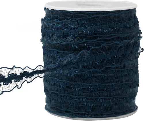 Vista 18 de Cinta de encaje elástica negra con volantes de 20 yardas para coser de 1 pulgada de organza de doble onda, ajuste de encaje, ropa y ropa