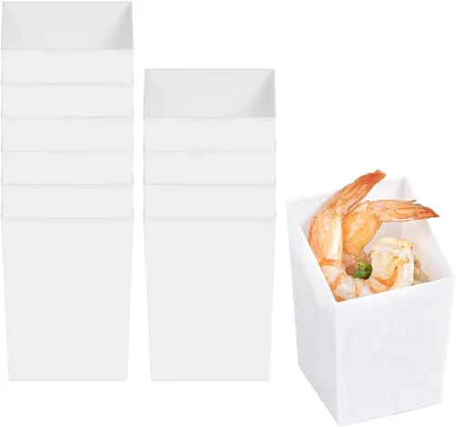 Vista 16 de Restaurantware Tazas de aperitivo de 3 onzas, 100 tazas inclinadas – Desechables pequeñas tazas de postre de plástico negro para mousses parfaits