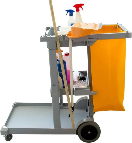 Vista 4 de QWORK Bolsa para carrito de limpieza, 24 galones, impermeable, de gran capacidad, acolchada, para limpieza comercial, repuesto para recoger basura