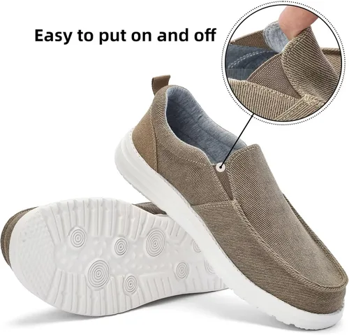 Vista 4 de Mens Loafers Casual Hand Free Slip-on Shoes - Mens Boat Shoes Comfy Lightweight Canvas Non-Slip Sneakers Walking Shoes