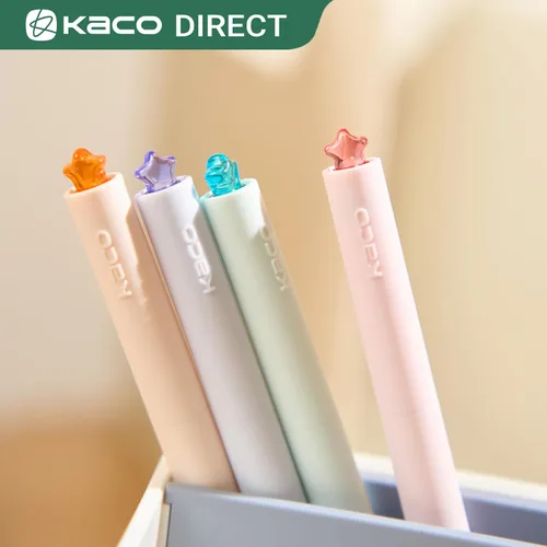 Vista 2 de Kaco FIRST Bolígrafos de gel lindos de papelería, tinta negra, 0.7 mm de punta media, bonitos bolígrafos con estrellas para diarios