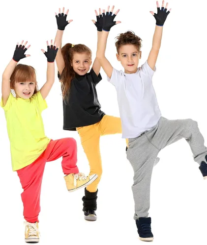 Vista 5 de SATINIOR 4-Pairs Kids Bike Gloves, Fingerless Gloves for Boys & Girls, Non-Slip Cycling Glove with Adjustable Strap, Breathable Half-Finger Zip Line