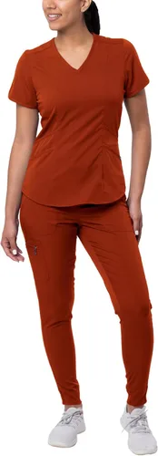 Vista 13 de Adar Pro - Conjunto de uniforme médico atlético moderno para mujer Tela elástica en 4 direcciones, resistente al olor y a las arrugas, ajuste a