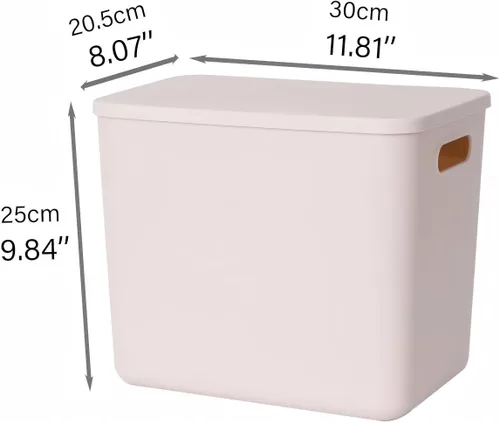 Vista 7 de Cestas de almacenamiento de plástico de 4 piezas con tapas, contenedores organizadores apilables de 11.8 x 8 x 10 pulgadas con asas, contenedores