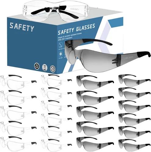 Vista 10 de Gafas de seguridad transparentes a granel de 100, lentes resistentes a impactos ANSI Z87.1, protección ocular para laboratorio, construcción
