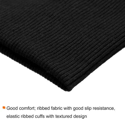 Vista 4 de MECCANIXITY Puños elásticos con bordes acanalados de 4 x 3.5 pulgadas, tela de algodón, cinta elástica para coser, color negro, 1 par