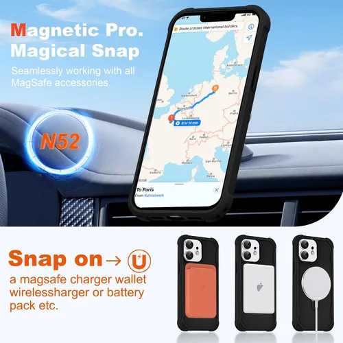 Vista 5 de Funda compatible con iPhone 12 y 12 Pro de 6.1 pulgadas con soporte de anillo magnético [protección militar contra caídas] [compatible con MagSafe]
