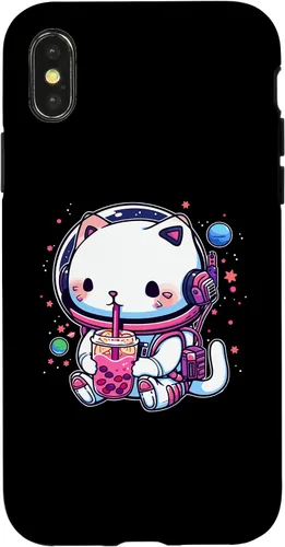 Vista 5 de iPhone 16 Kawaii Cat Bubble Boba Tea In Space Astronaut Anime Girls Case