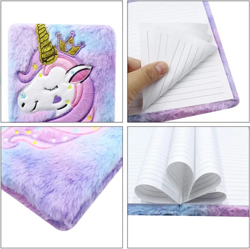 Vista 18 de Cuaderno de felpa difusa con bonito diario de oso de dibujos animados para niños y niñas para escribir dibujos (A5, 160 páginas rayadas)