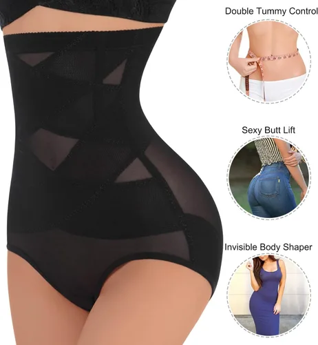 Vista 2 de Nebility Fajas moldeadoras para mujer de cintura alta con control de abdomen doble para entrenamiento de cintura
