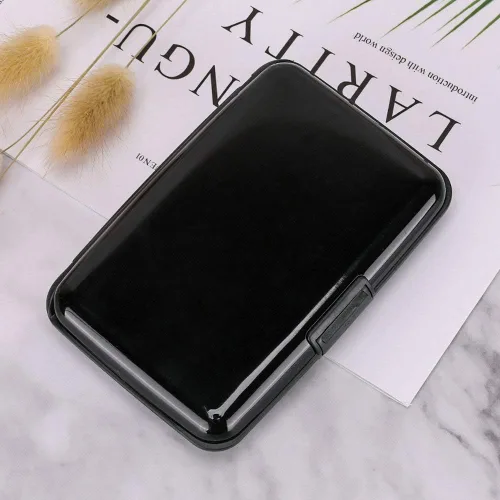 Vista 7 de Elfish.- Funda protectora de aluminio contra RFID, para tarjetas de crédito, carcasa rígida para tarjetas de presentación, cartera de metal