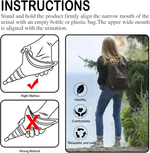Vista 5 de Female Urination Device, Reusable Female Urinal Silicone Women Pee Funnel Allows Women to Pee Standing Up, The Perfect Companion for