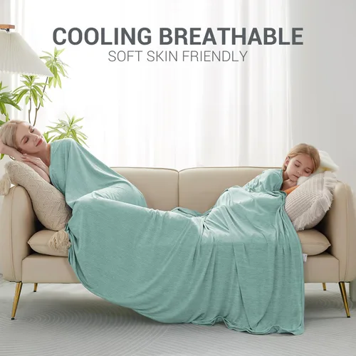 Vista 32 de Marchpower - Manta de enfriamiento para niños que duermen con calor, manta de lana fresca Arc-Chill con diseño de doble cara, fibra de enfriamiento