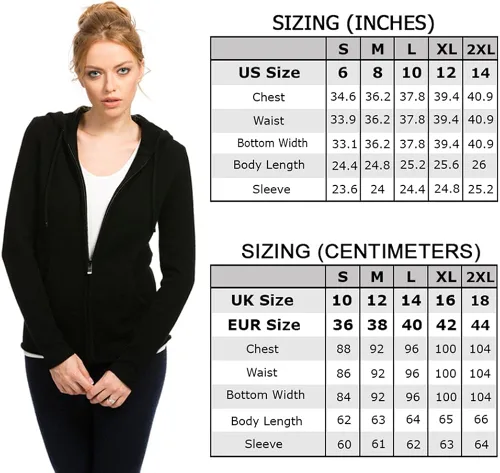 Vista 6 de Citizen Cashmere Women's Wool Zip Hoodie 100% Tibetan Yak Wool Long Sleeve Front Pockets Drawstring Womens Light Brown