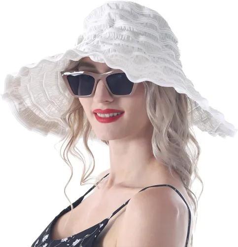 Vista 8 de Sombreros de sol de playa vintage para mujer, sombrero de verano plegable de ala ancha