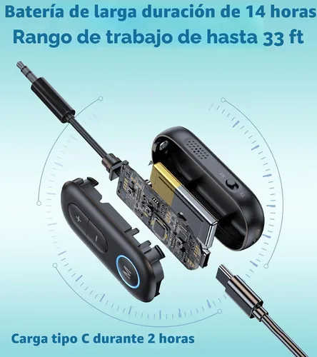 Vista 4 de Adaptador Bluetooth de avión para auriculares Bluetooth AUX adaptador Negro