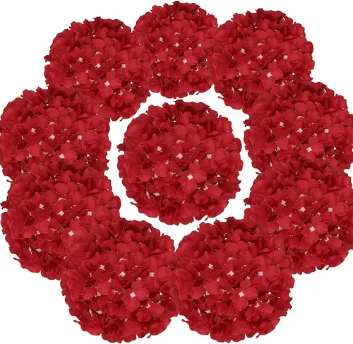 Vista 9 de Cabezales artificiales de hortensias de seda para decoración de bodas caseras, 10
